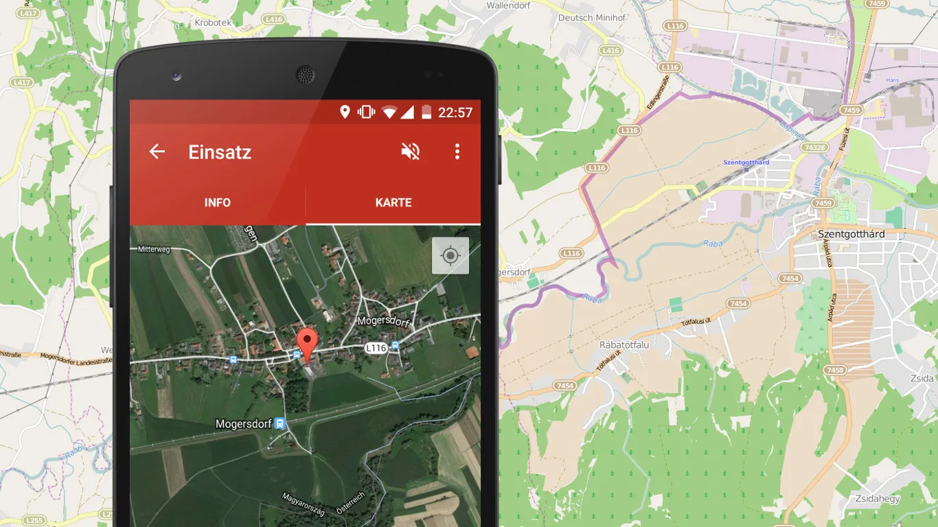 The scene of the emergency is shown on a map.